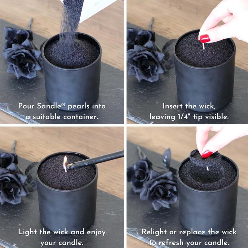 Czarny piasek do świec z knote – Candle Supplies Storage recenzja i cena